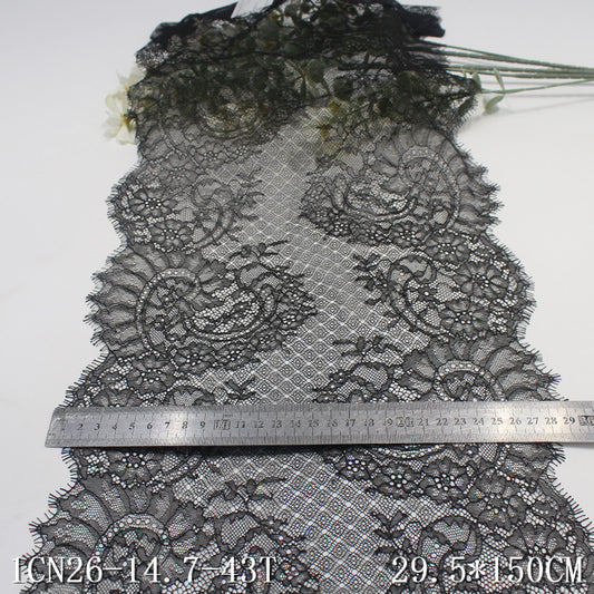 freedombeauty|Multicolor Double-Sided Wavy Gold Stamping Non-Elastic Wide Eyelash Lace Trim Clothing Curtain 29cm Lace Trim Accessories