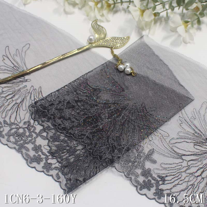 【1pack】-freedombeauty|Multicolor Mesh Ancient Style Single Edge Gold Thread Small Flower Embroidery Trim Curtain Sofa Cushion Lace Trim Accessories