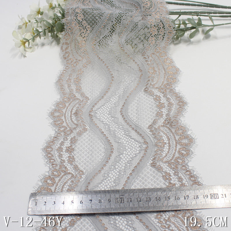 freedombeauty|Two-tone Double-sided Wavy Gold Foil Elastic Eyelash Lace DIY Lingerie Curtain 19cm Lace Trim Accessories