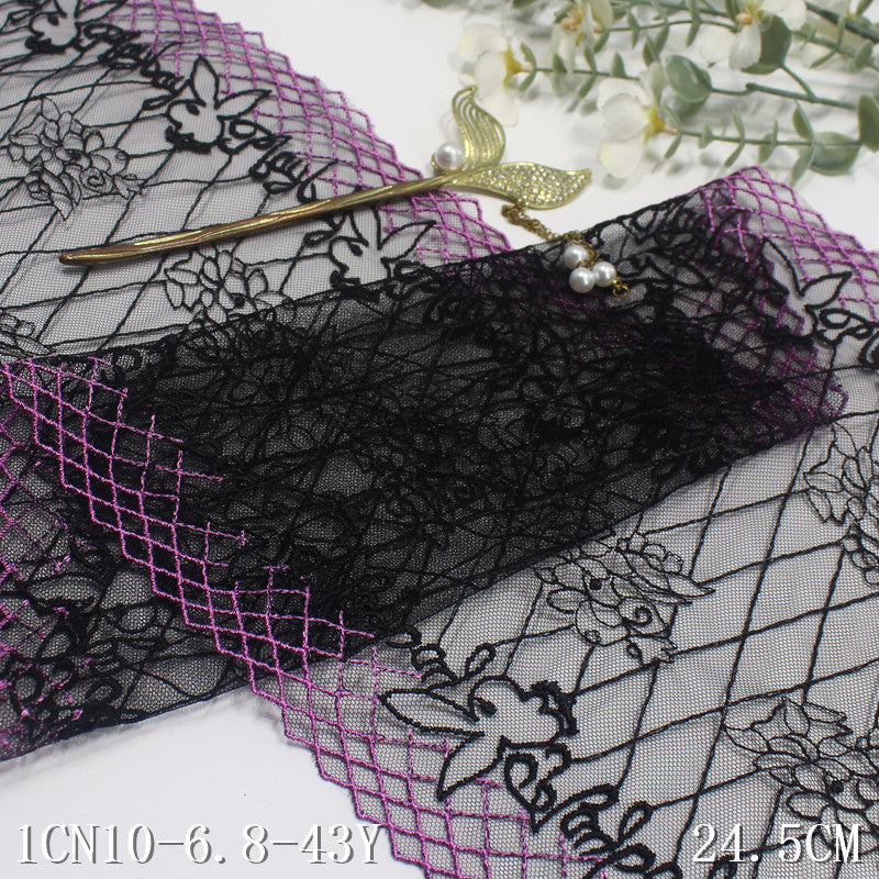 【1pack】-freedombeauty|Black Diamond Mesh Double-Sided Rabbit Mesh Embroidery Lace Trim Clothing Home Textile Lace Trim DIY