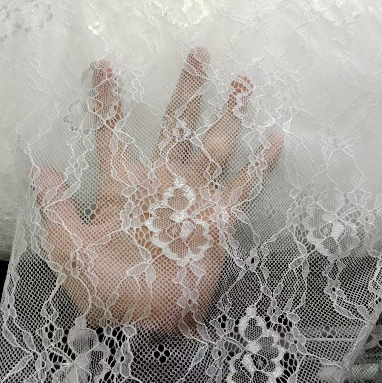 freedombeauty|Direct Supply Full Polyester Non-Elastic Large Peony Hot-Selling Lace Mesh Fabric for Underwear, Tops, Dresses, and Children's Clothing