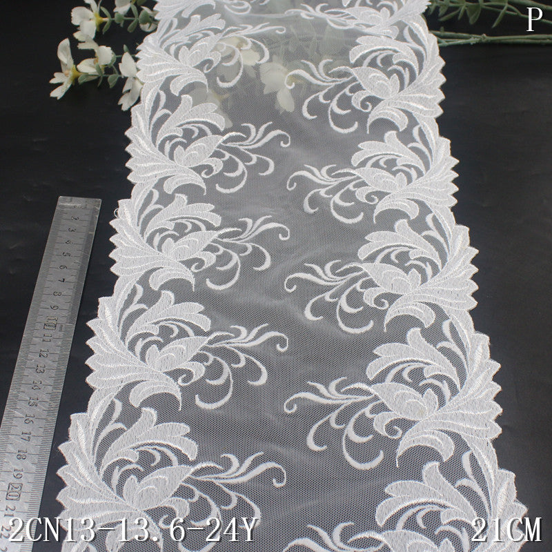 【1pack】-freedombeauty|Bleached Color Double-Sided Chinese Style Pattern Mesh Embroidery Trim Curtain Sofa Cushion Lace Trim DIY Accessories