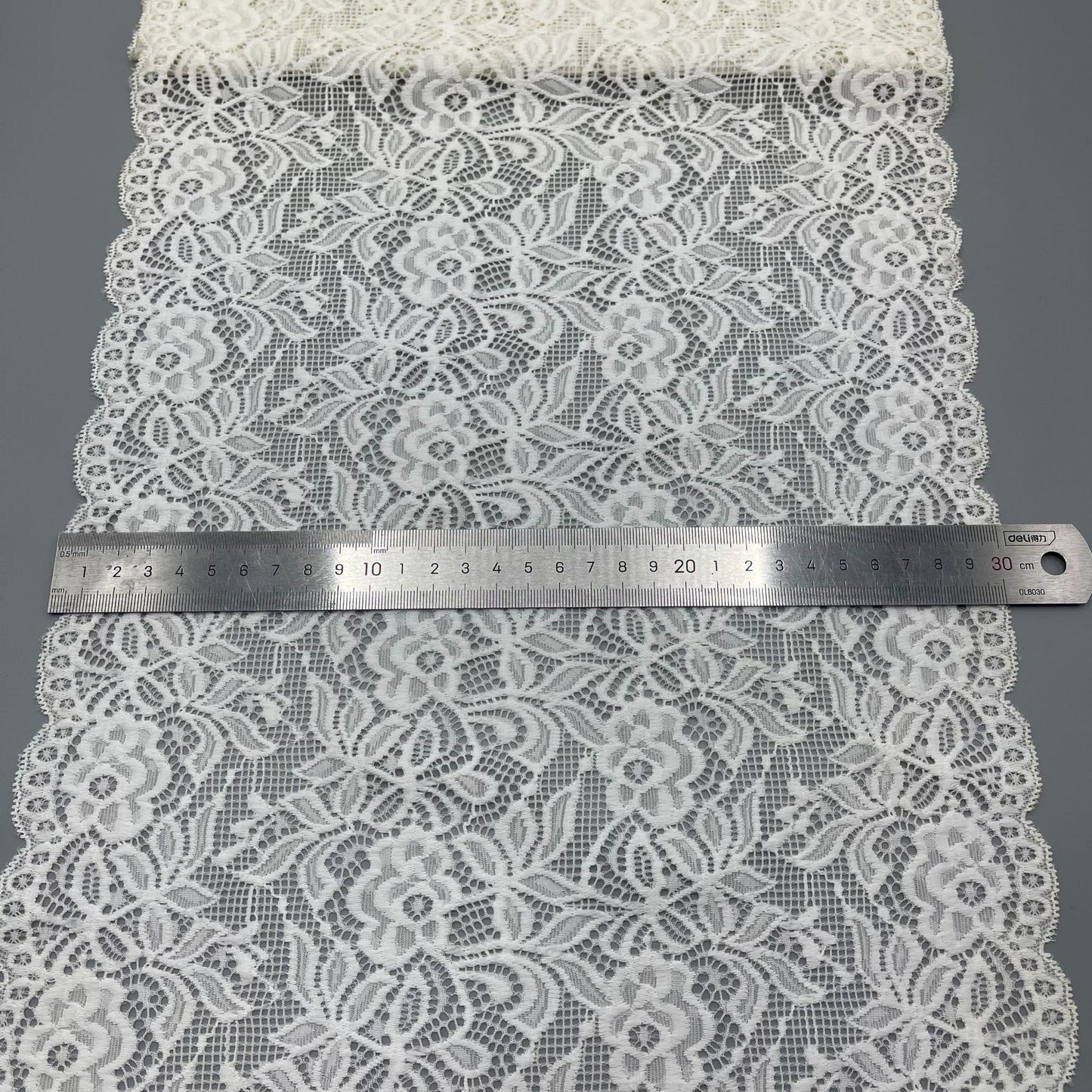 freedombeauty|30cm Elastic Lace White Hollow Lace Trim Nylon Fabric Accessories Handmade Wedding Dress Decoration Lace