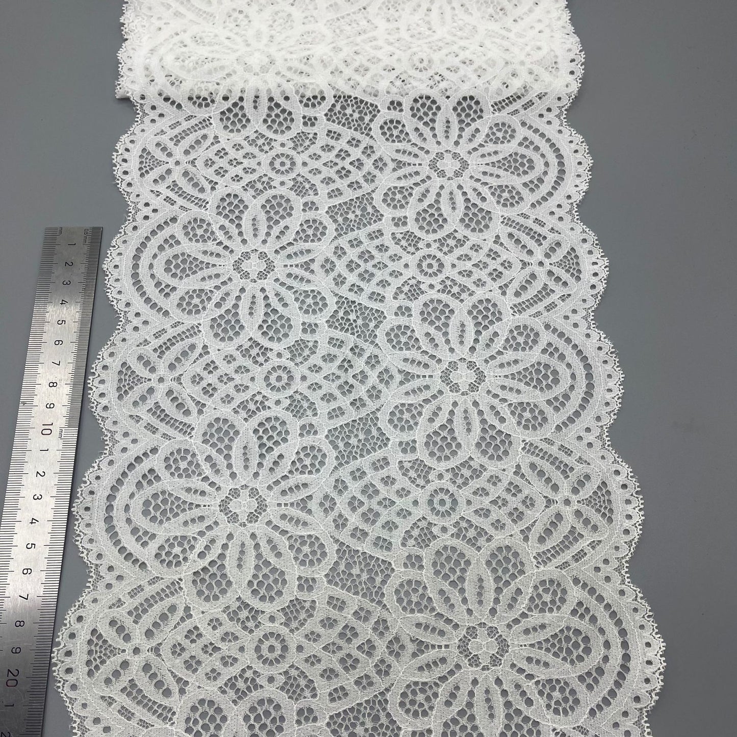freedombeauty|24cm Elastic Lace Hollow White Lace Trim Nylon Wedding Dress Accessories Decorative Lace DIY Making