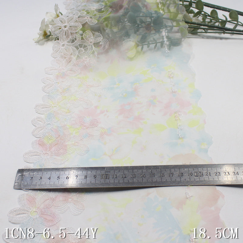 【1pack】-freedombeauty|Exquisite Printed Mesh Single Edge Hollow Flower Embroidery Lace Trim Clothing Home Textile Lace Trim DIY