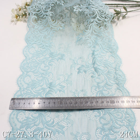 freedombeauty|Blue Asymmetrical Double-Sided Elastic Eyelash Lace Trim Hanfu Curtain 24cm Lace Trim Accessories