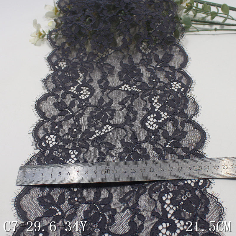 freedombeauty|Multicolor Double Wave Bone Line Vintage Flower Elastic Eyelash 22cm Clothing Home Textile Lace Trim DIY