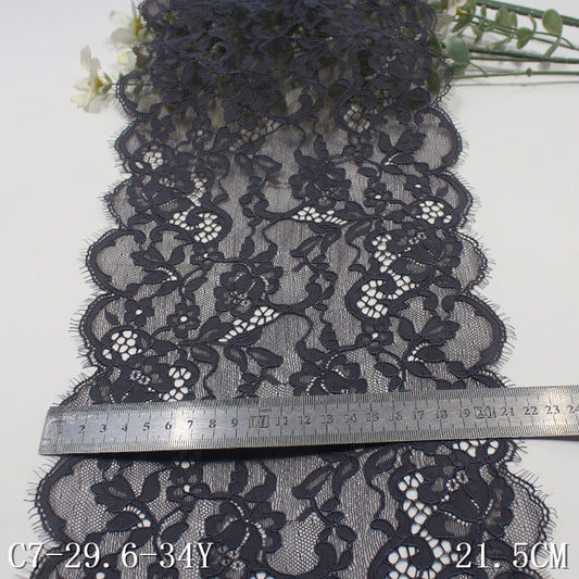 freedombeauty|Multicolor Double Wave Bone Line Vintage Flower Elastic Eyelash 22cm Clothing Home Textile Lace Trim DIY