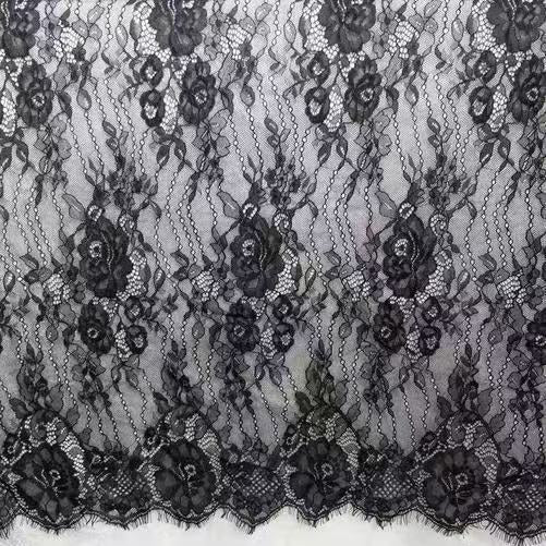 freedombeauty|Eyelash Lace One Piece Three Yards Edge Black and White Classic Lightweight Decoration Fabric for Dresses, Tops, Wedding Dresses