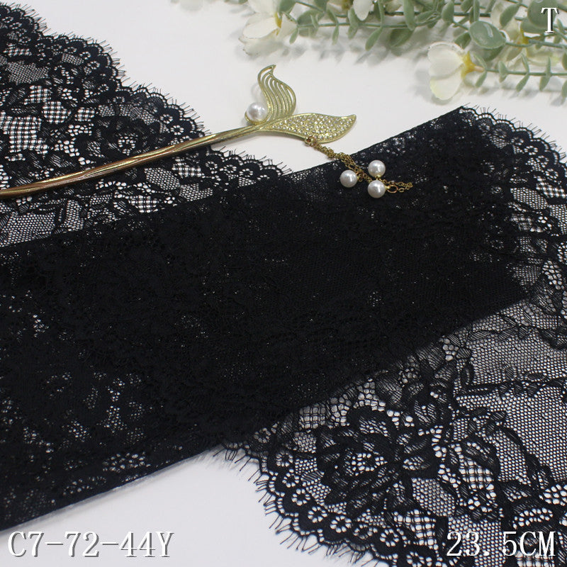 freedombeauty|Two-tone Double Wave Asymmetric Retro Flower Elastic Eyelash 23cm Clothing Lingerie Lace Trim Accessories