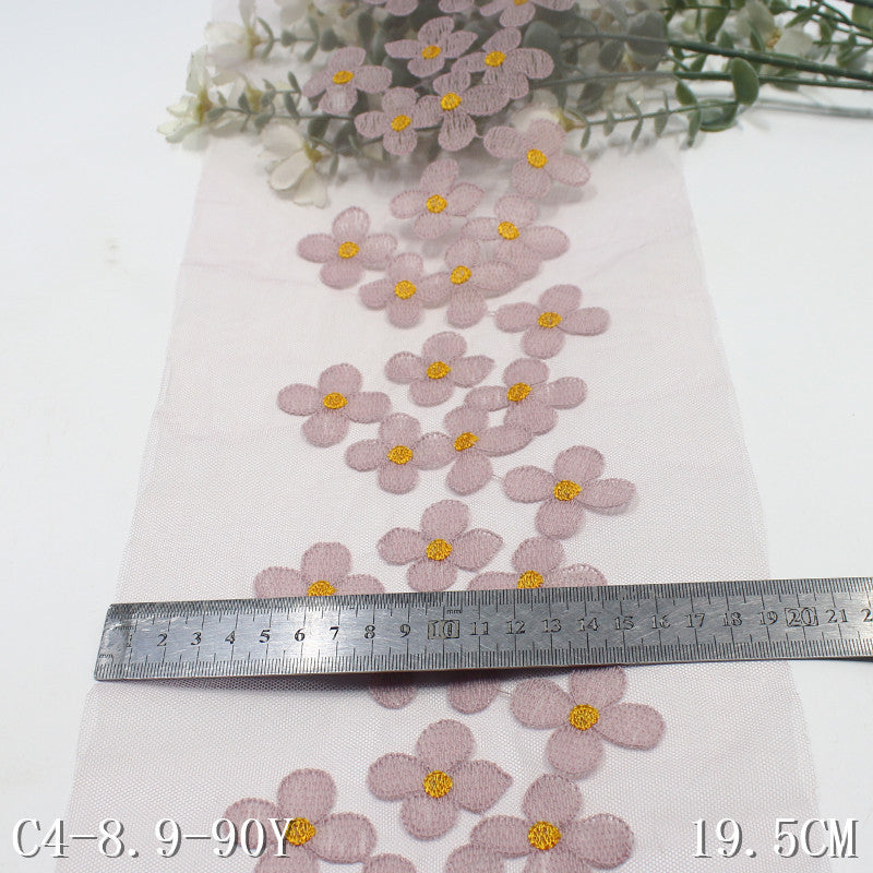 【1pack】-freedombeauty|Multicolor Mesh Fresh Flower Lightweight Embroidered Lace Trim 18cm Clothing Home Textile Lace Trim Accessories