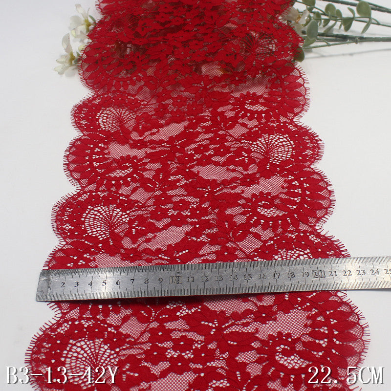 freedombeauty|Multicolor Knitted Double Wave Vintage Floral Non-Elastic Eyelash Clothing Home Textile 22cm Lace Trim DIY Accessories