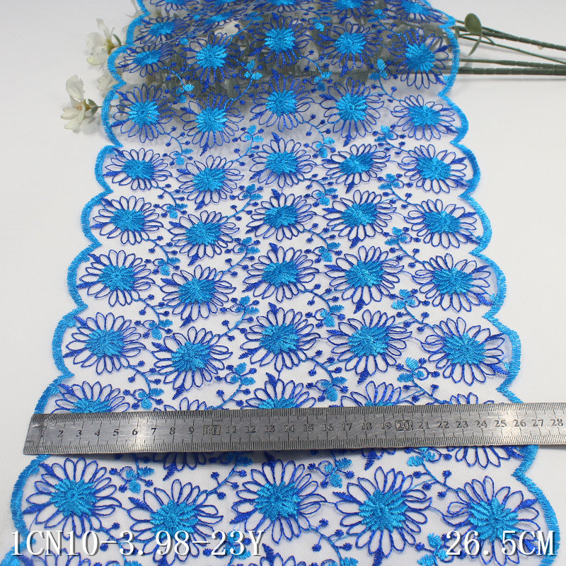 【1pack】-freedombeauty|White Mesh Full Vintage Floral Embroidery Trim Curtain Sofa Cushion 26cm Lace Trim Accessories