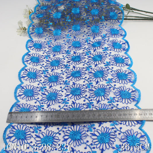 【1pack】-freedombeauty|White Mesh Full Vintage Floral Embroidery Trim Curtain Sofa Cushion 26cm Lace Trim Accessories