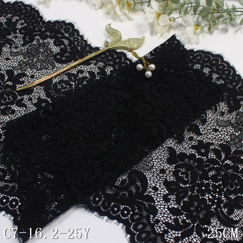 freedombeauty|Multicolor Double-Sided Wavy Asymmetrical Elastic Wide Eyelash Lace Trim Curtain 26cm Lace Trim Accessories