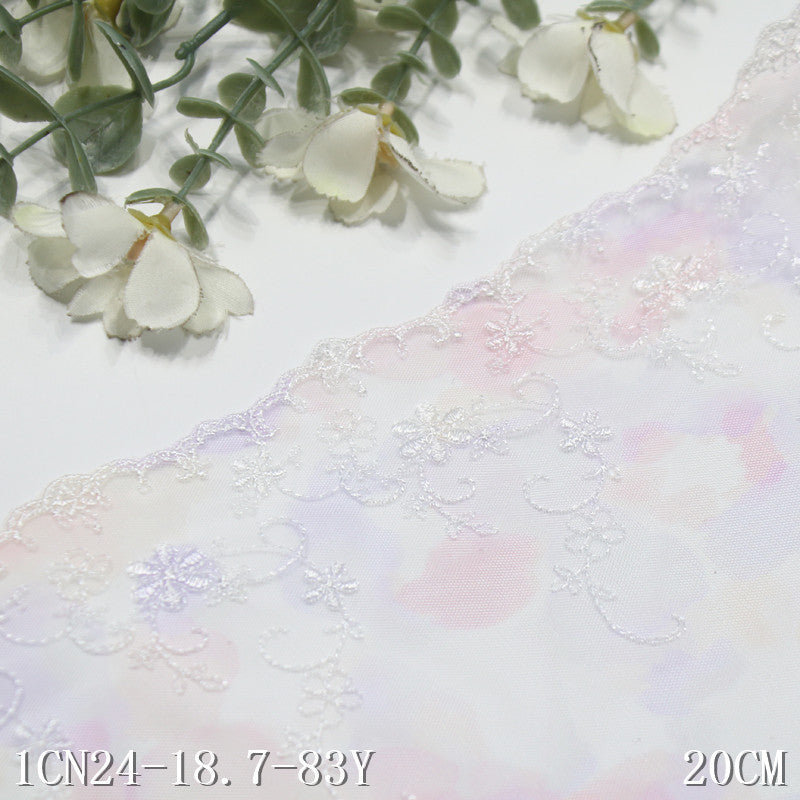 【1pack】-freedombeauty|Light Purple Pink Printed Mesh Dreamy Single Wave Pattern Embroidered Lace Lolita Skirt Edge Home Textile Accessories