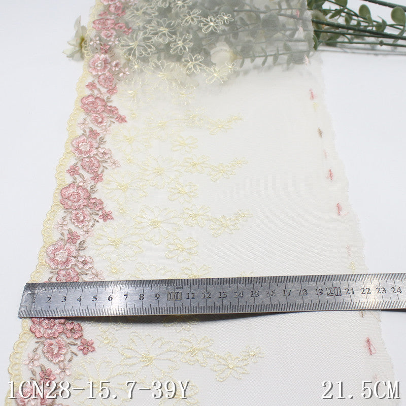 【1pack】-freedombeauty|Orange Mesh French Single-Sided Exquisite Flower Embroidery Trim Curtain Sofa Cushion Lace Trim Accessories