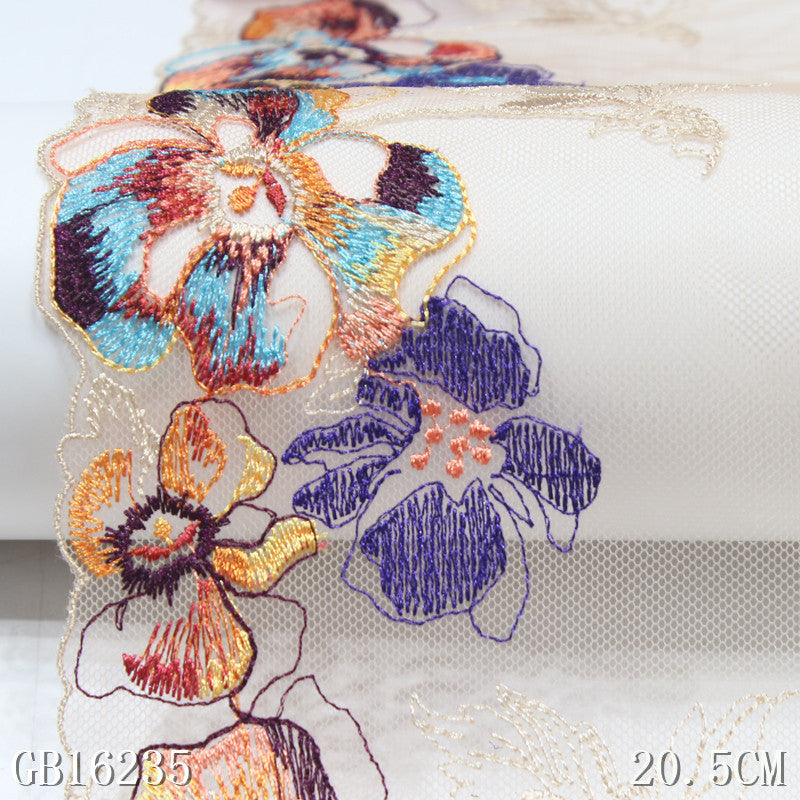 【1pack】-freedombeauty|Custom Skin Tone Mesh Bottom Colorful Flower Knitted Embroidery Lace Women's DIY Handmade Bedding Accessories Underwear