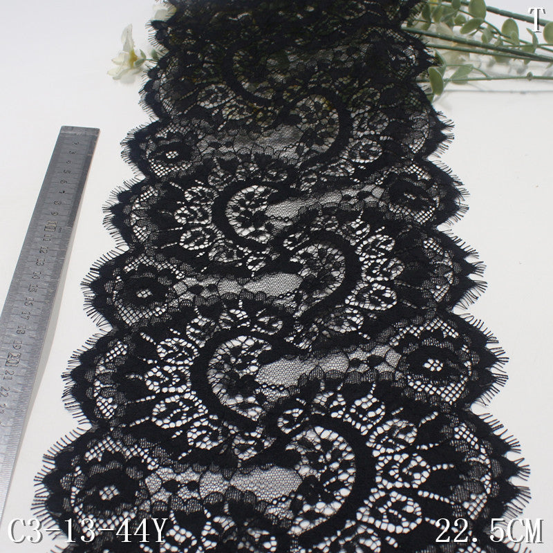 freedombeauty | Multicolor Double Wave French Classical Flower Non-Elastic Eyelash 22cm Clothing Home Textile Lace Trim DIY