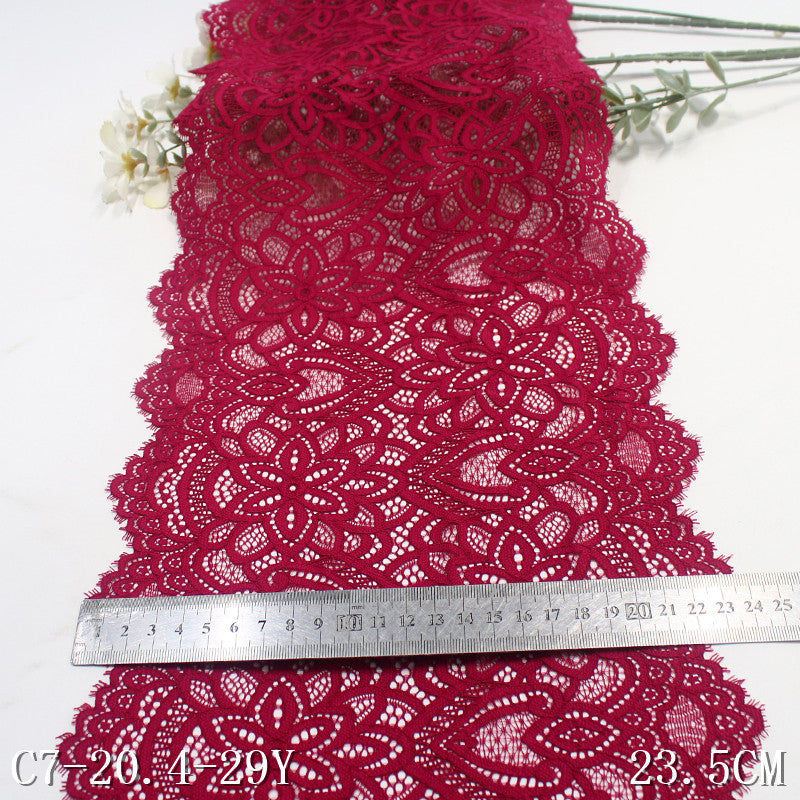 freedombeauty|Red Double-Sided Wavy Ethnic Style Elastic Eyelash Lace Trim Clothing Curtain 23cm Lace Trim Accessories