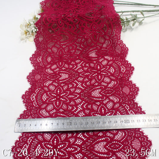 freedombeauty|Red Double-Sided Wavy Ethnic Style Elastic Eyelash Lace Trim Clothing Curtain 23cm Lace Trim Accessories