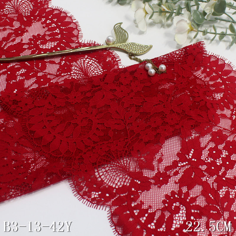 freedombeauty|Multicolor Knitted Double Wave Vintage Floral Non-Elastic Eyelash Clothing Home Textile 22cm Lace Trim DIY Accessories