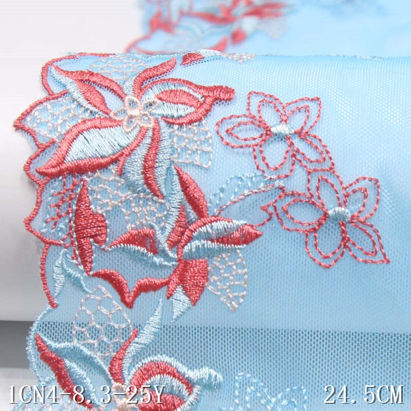 【1pack】-freedombeauty|Multicolor Non-Elastic Polyester Mesh Embroidery Trim Accessories for Curtains, Clothing, Sofa Cushions, Textile Accessories