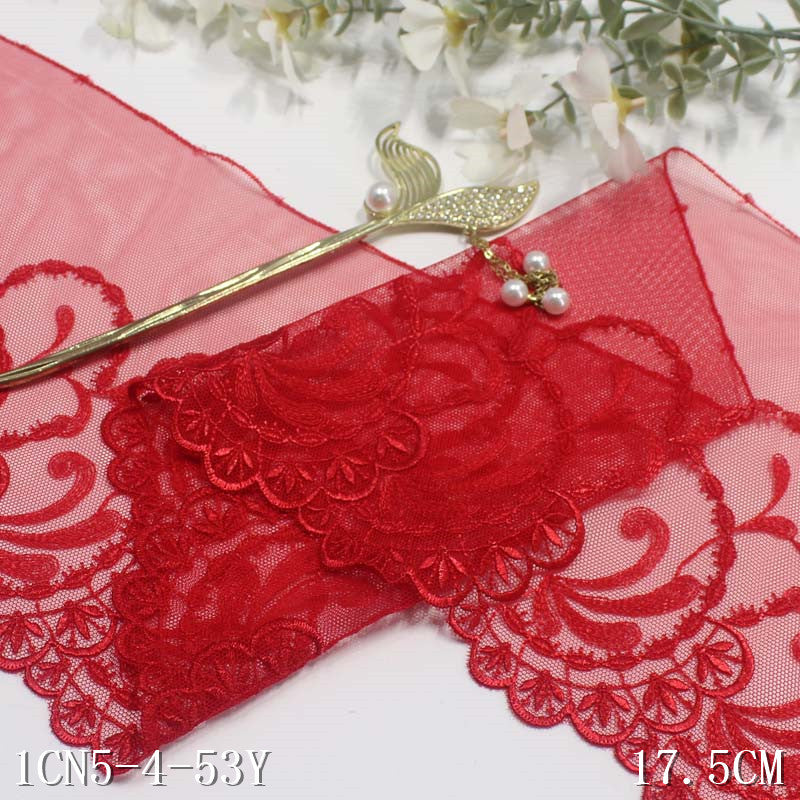 【1pack】-freedombeauty | Multicolor Lightweight Mesh Ancient Style Single-Sided Pattern Embroidery Lace DIY Hanfu Clothing Lace Trim Accessories