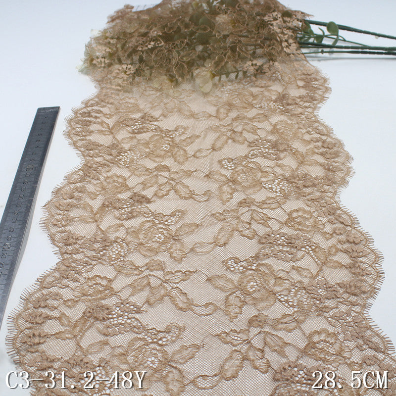 freedombeauty|Dark Skin Tone Double Wave Retro Floral Lightweight Non-Elastic Eyelash 28cm Clothing Lingerie Lace Trim Accessories