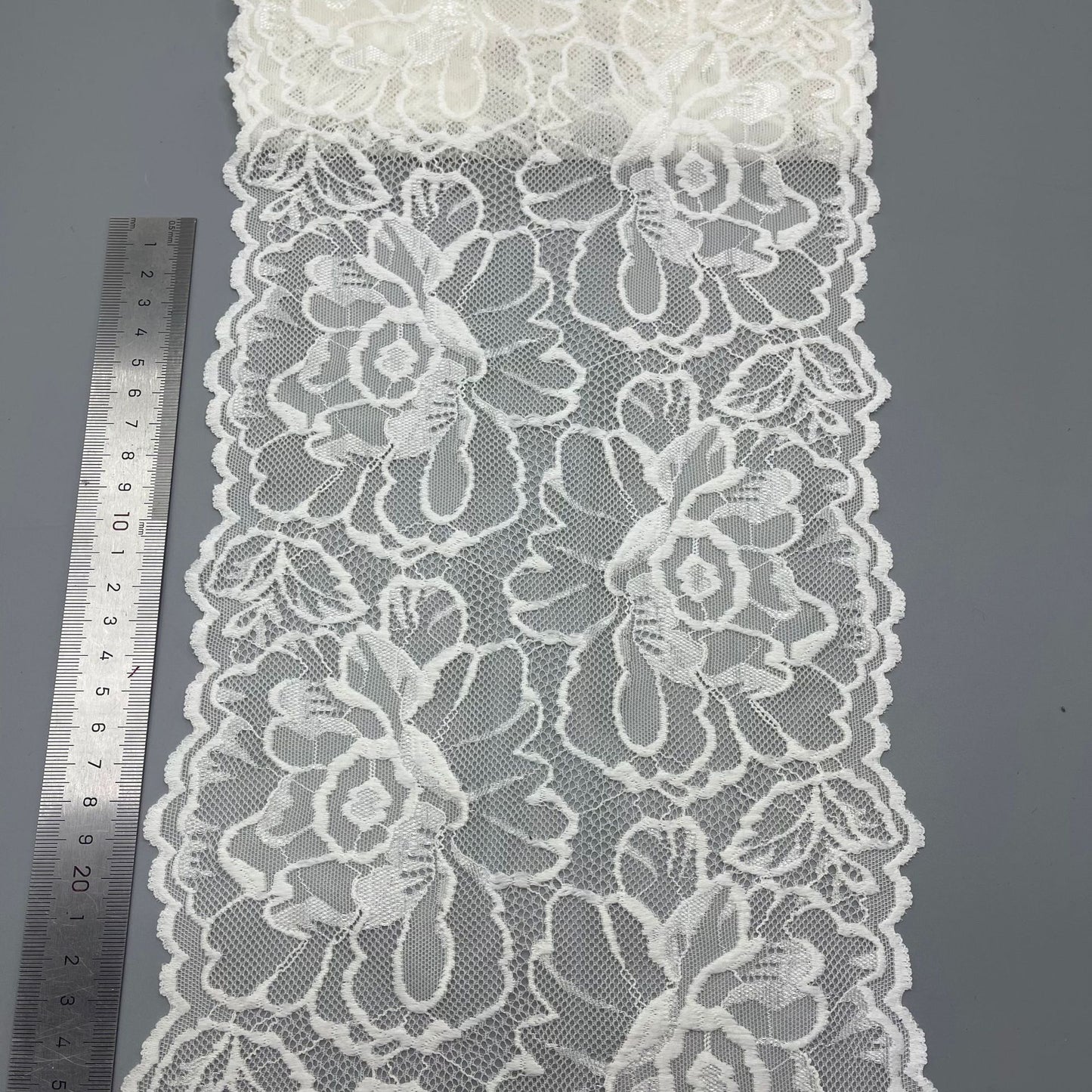 freedombeauty|20CM Black Lace Trim Fashionable High-Quality Large Lace Elastic Trim Clothing Home Accessories