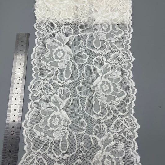 freedombeauty|20CM Black Lace Trim Fashionable High-Quality Large Lace Elastic Trim Clothing Home Accessories