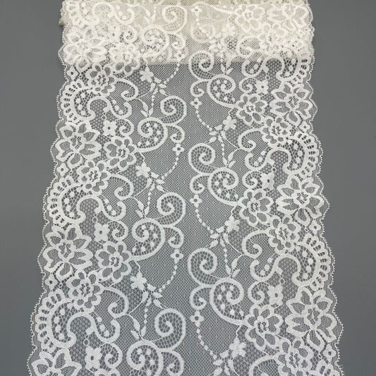freedombeauty|22CM White Elastic Hollow Lace Trim Nylon Wedding Dress Accessories Decorative Lace