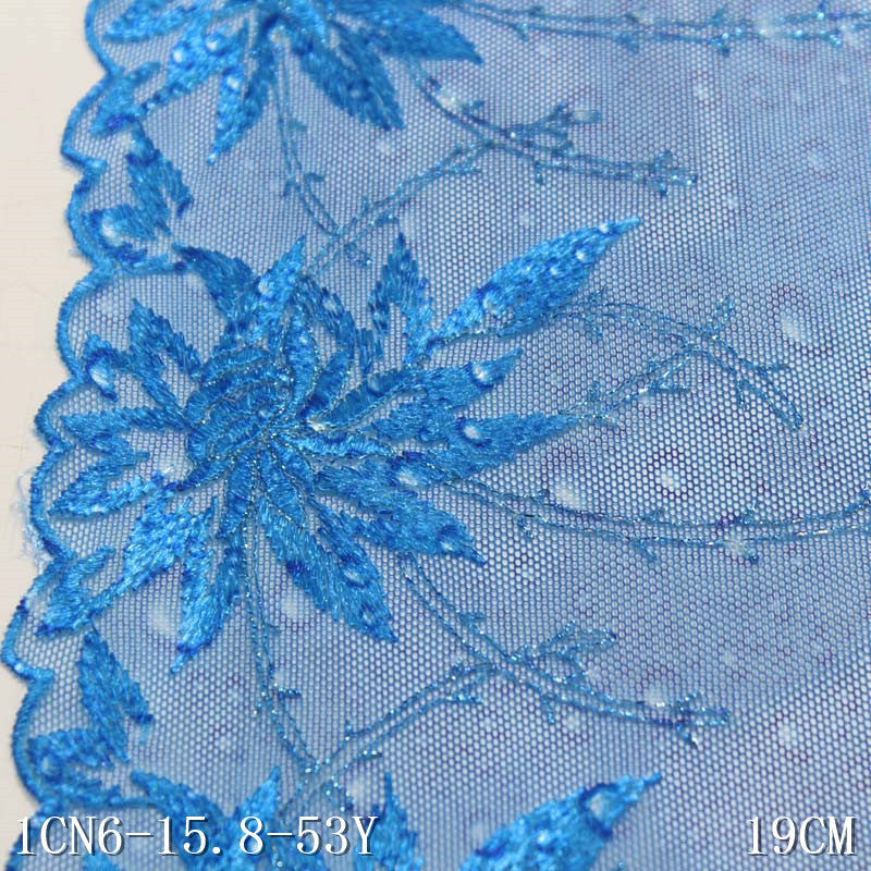 【1pack】-freedombeauty|Three-Color Printed Mesh Single-Sided Silver Thread Flower Embroidery Trim Accessories Curtain Clothing Trim