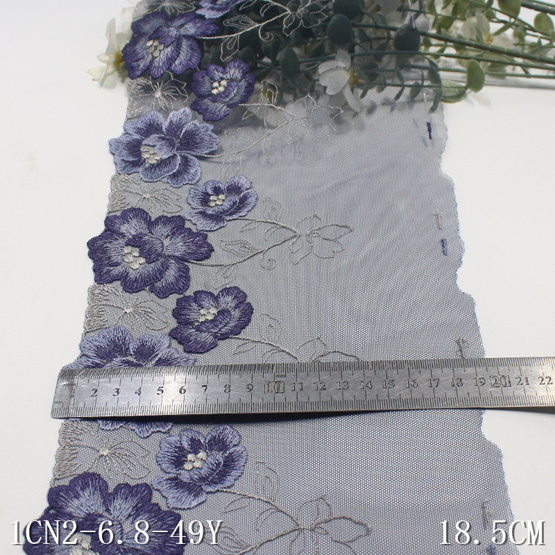 【1pack】-freedombeauty|Multicolor Mesh Single Edge Exquisite Vintage Flower Embroidery Lace Trim Clothing Home Textile Lace Trim Accessories DIY