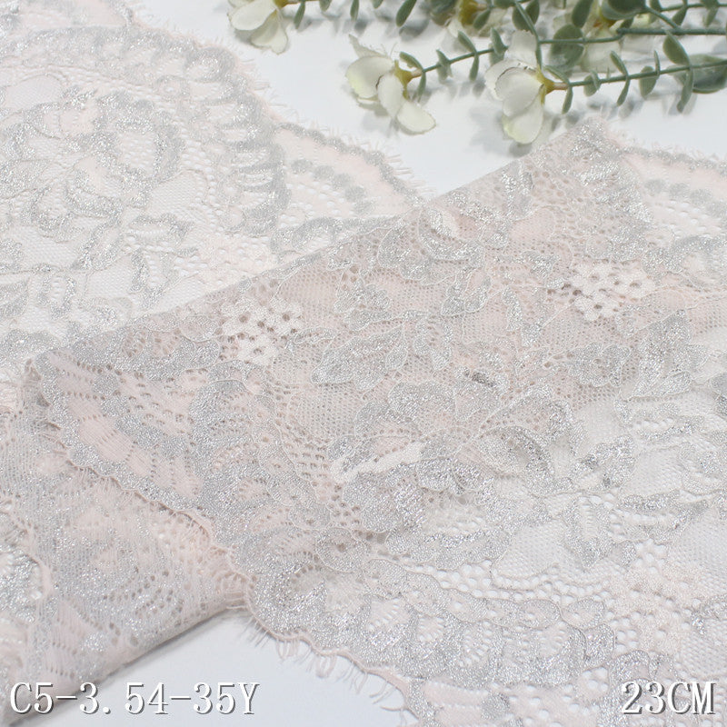 freedombeauty|Multicolor Gold and Silver Thread Shiny Ethnic Style Full Floral Elastic Eyelash Lace Sexy Lingerie Lace DIY