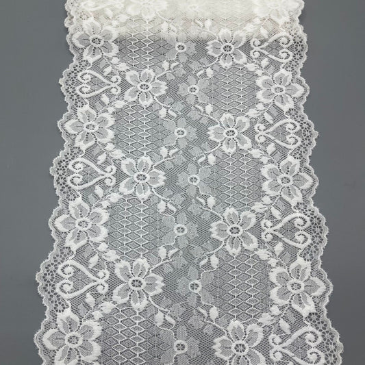 freedombeauty|21cm Elastic Lace Trim Hollow Lace Material White Wedding Dress Lace Nylon Decoration Clothing Accessories