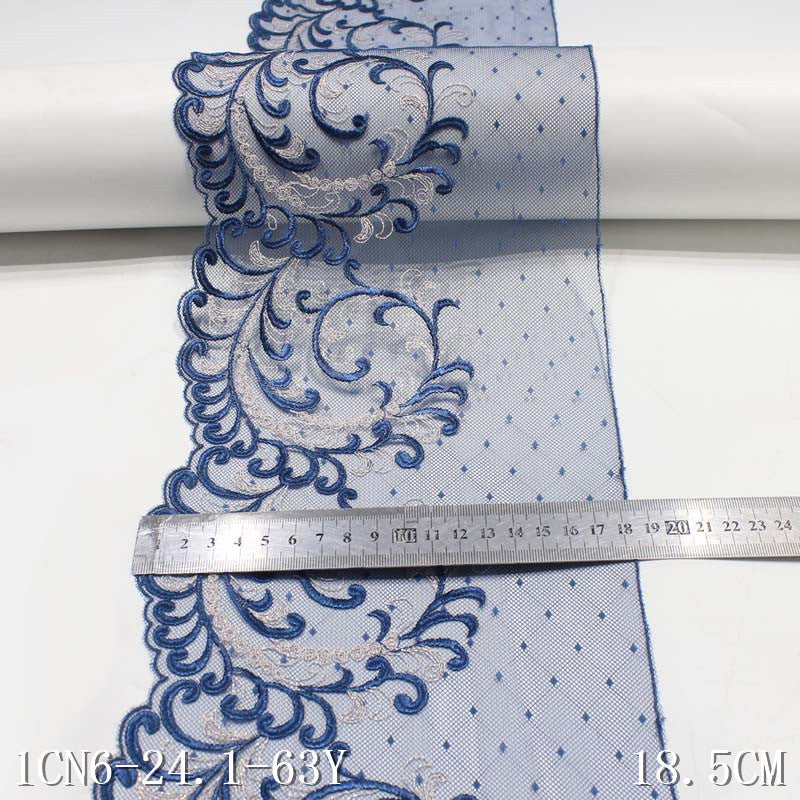 【1pack】-freedombeauty|Two-tone Lace Mesh Polyester Thread Embroidery Trim DIY Accessories Curtain Underwear Clothing Accessories Trim