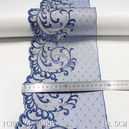 【1pack】-freedombeauty|Two-tone Lace Mesh Polyester Thread Embroidery Trim DIY Accessories Curtain Underwear Clothing Accessories Trim