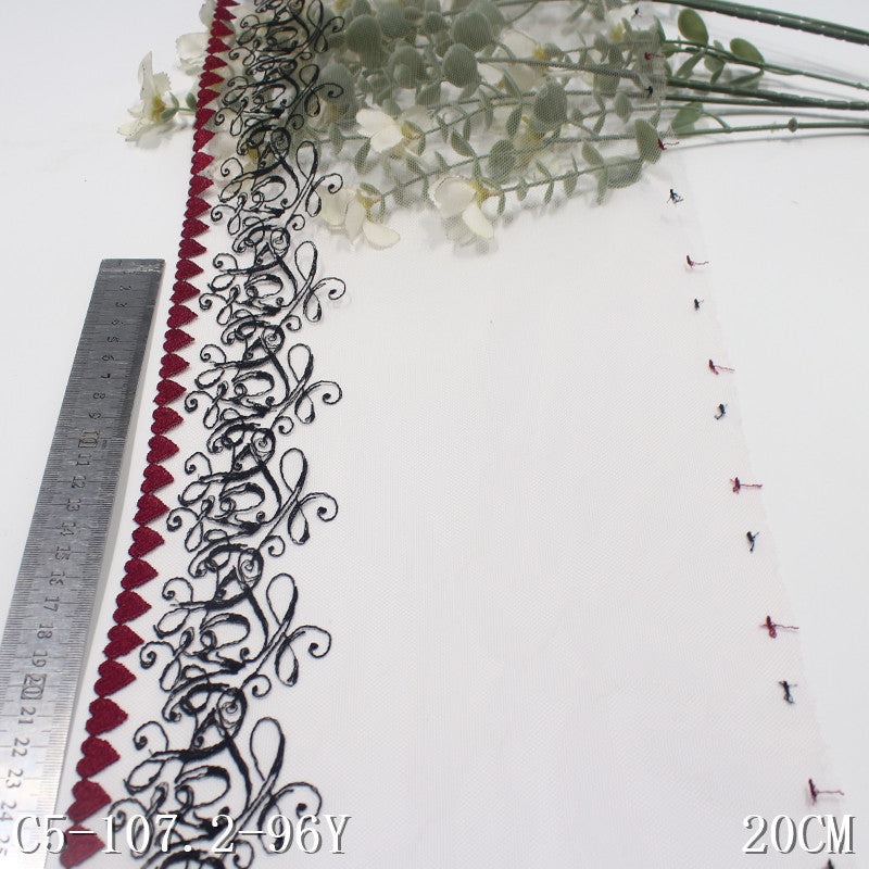 【1pack】-Freedombeauty | Pink Mesh Unilateral Love French Pattern Embroidered Lace Curtain Sofa Cushion Lace Accessories