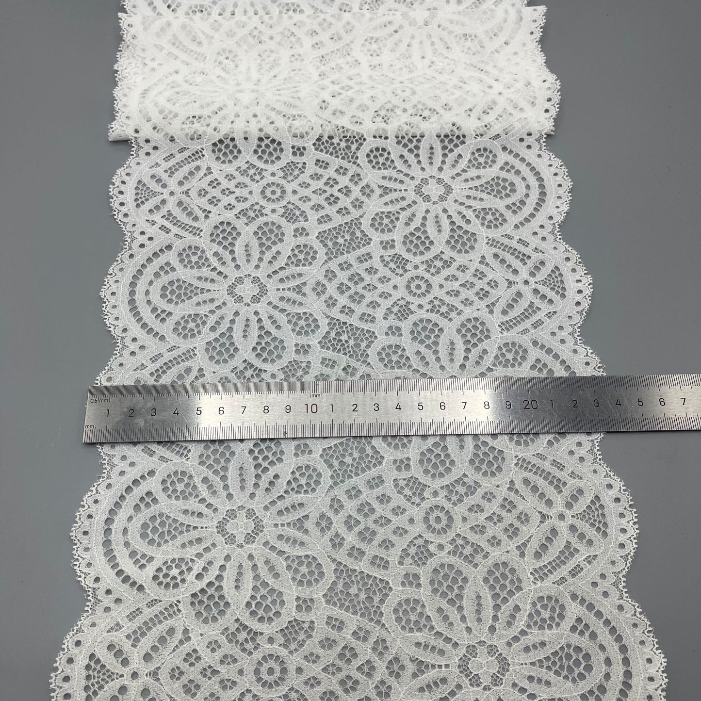 freedombeauty|24cm Elastic Lace Hollow White Lace Trim Nylon Wedding Dress Accessories Decorative Lace DIY Making