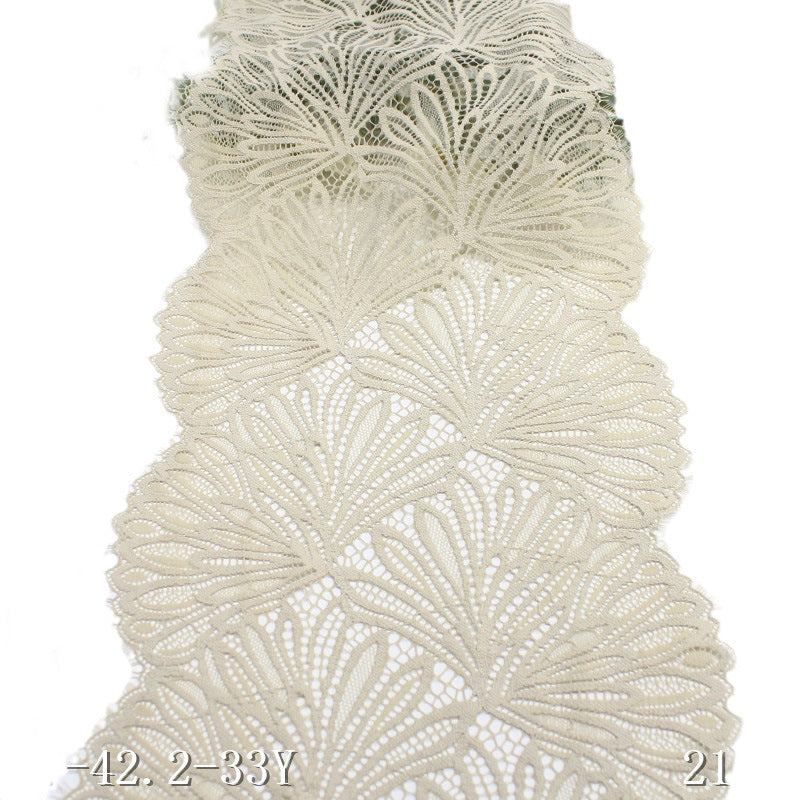 freedombeauty|Skin Tone Double-Sided Wavy Ethnic Style Elastic Eyelash Lace Dance Costume Curtain 21cm Lace Trim Accessories