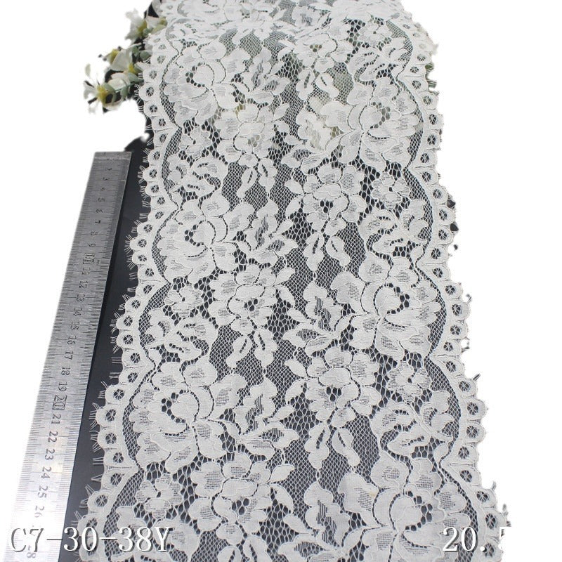 freedombeauty|Off-White Ribbed Double-Sided Wavy Non-Elastic Eyelash Lace Trim for Clothing and Curtains 20cm Lace Trim Accessories