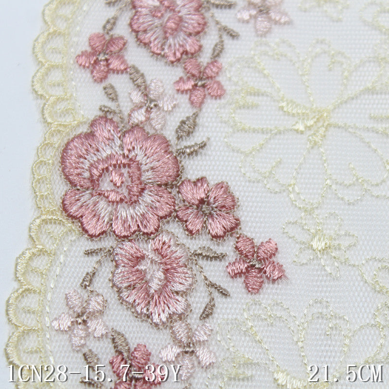 【1pack】-freedombeauty|Orange Mesh French Single-Sided Exquisite Flower Embroidery Trim Curtain Sofa Cushion Lace Trim Accessories