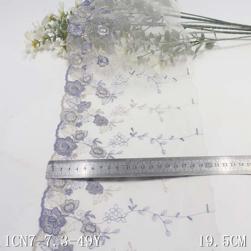 【1pack】-freedombeauty|White Mesh Vintage Single-Sided Flower Embroidery Lace DIY Lingerie Clothing Curtain Lace Trim Accessories