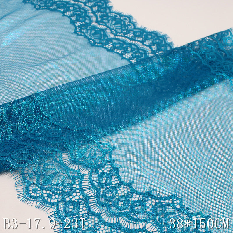 freedombeauty|Blue Double-Sided French Crown Silver Stamping Non-Elastic Eyelash 38cm Curtain Sofa Cushion Lace Trim Accessories