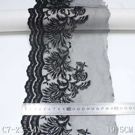 【1pack】-freedombeauty|In Stock Black Embroidered Lace Crown Double Layer Wavy Polyester Material Soft Sofa Cushion Tablecloth Accessories