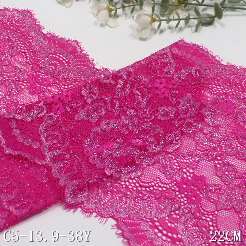 freedombeauty|Multicolor Gold and Silver Thread Shiny Ethnic Style Full Floral Elastic Eyelash Lace Sexy Lingerie Lace DIY