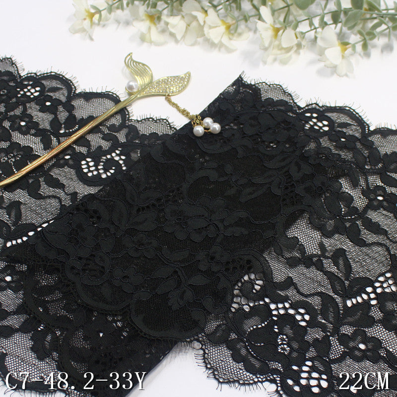 freedombeauty|Two-tone Double-sided Wavy Ancient Style Elastic Eyelash Lace Trim Ancient Hanfu Curtain 22cm Lace Trim Accessories