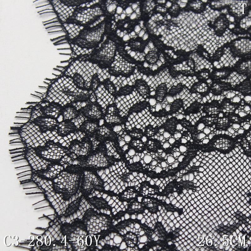 freedombeauty|Black Double-Sided French Classical Small Flower Non-Elastic Eyelash 26cm Curtain Sofa Cushion Lace Trim Accessories