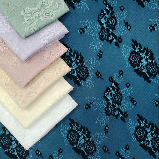 freedombeauty|Leaf Peacock Flower Nylon Lace Fabric Full Pattern Lace Fabric Dress Fashion Gown Wedding Dress Accessories